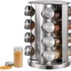 Stainless Steel 16 pcs Jars Rotating Spice Jar Rack Set Seasoning Stand Holder Condiment Salt Pepper Shaker Kitchen Tools - Image 2
