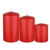 Set of 3 - Wax Pillar Candles - Red - Image 2