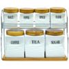 7PCS CERAMIC WOODEN AIR-TIGHT SPICES STORAGE SET WITH METAL STAND - Image 3