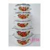 5 Pcs ceramic Bowl Set with Lid-white and orange