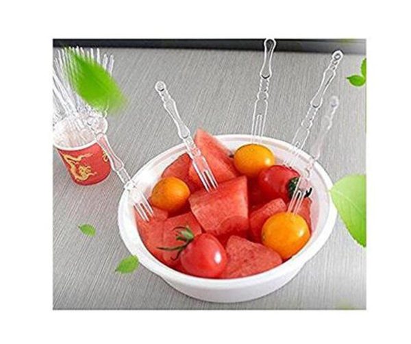 Pack of 24 - Plastic Fruit Forks, Forks Bistro Cocktail Forks Tasting Appetizer Forks Set Mini Cake Forks Fruit-Fork - Image 3