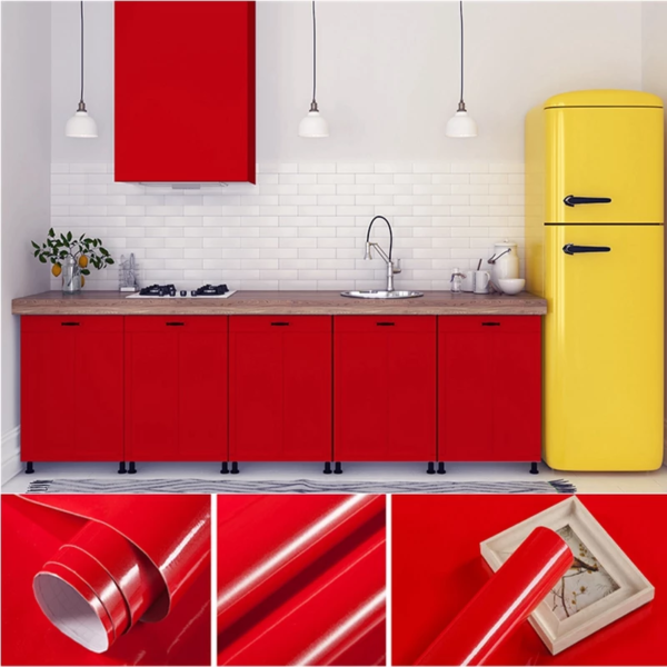 Pvc self-adhesive wallpaper flat color wardrobe furniture renovation imitation, 1 x 3 feet price wall or cabinet paper