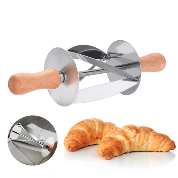 Stainless Steel Rolling Cutter With Wooden Handle – Roller for Croissant Cutter Steel Pastry Cutter