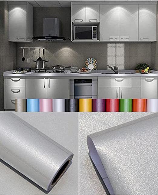 Pvc self-adhesive wallpaper Glossy color wardrobe furniture renovation imitation, 1 x 3 feet price wall or cabinet paper