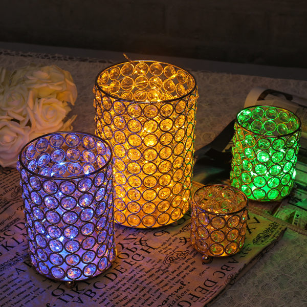 Candle Jar Restaurant Christmas Luxury Empty Wedding Metal Crystal Gold Decorating Container Holder Candle Jar Metal & Crystal Cosmetic Organizer Tray/Artificial Flowers Vase/Decorative Crystal Tea Light Candle Holder/Echo Speaker Holder Stand