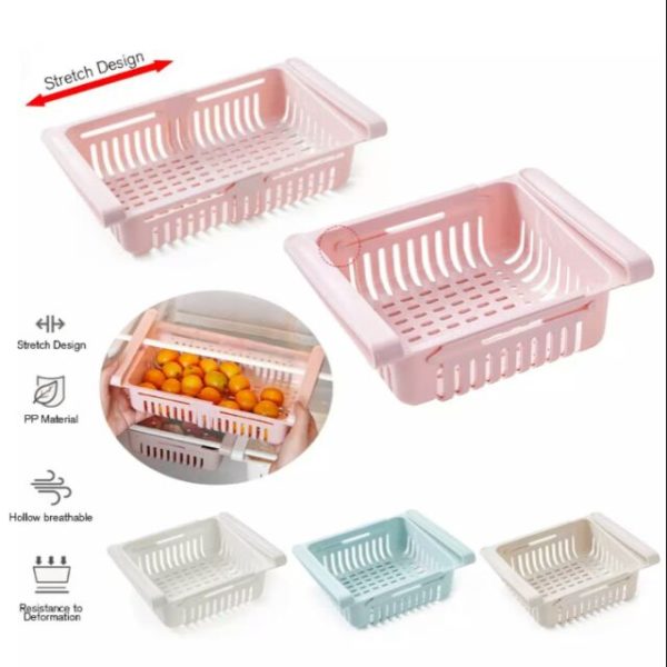 Adjustable Fridge Storage Basket Expandable Fridge Storage Rack Plastic Fridge Space Saver Food Organizer Tray - Image 4