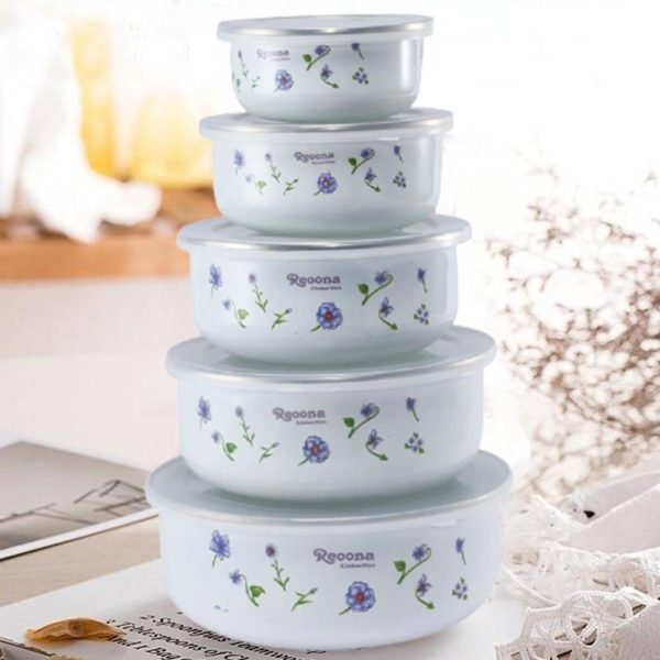 Food Storage Container / 5 pcs / Plastic Lids Included
