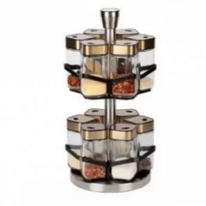 Revolving Spinning 2 Tier 12-Jars Spices, Herbs, Seasoning Rack Set Organizer Countertop Storage