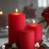 Set of 3 - Wax Pillar Candles - Red