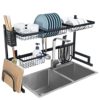 Dish Drying Rack Over Sink Kitchen Storage Shelf Countertop Space Saver Display Stand Tableware Drainer Organizer Utensils Holder - Image 6
