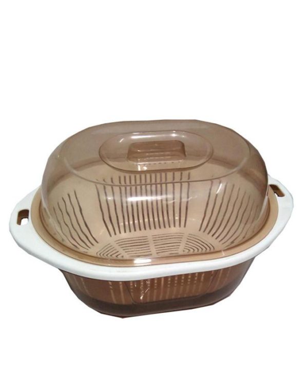 HQ Plastic Storage Bowl With Platter Detachable Base - Brown