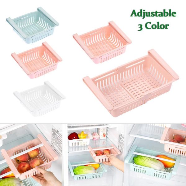 Adjustable Fridge Storage Basket Expandable Fridge Storage Rack Plastic Fridge Space Saver Food Organizer Tray - Image 5