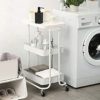 Kitchen Storage Trolley 3-Tier Metal Table Top Serving Rolling Cart, Mobile Rack Organizer with Locking Wheels, Standing Shelf Laptop Desk for Kitchen Home Office - Image 7