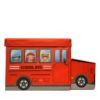 Children Folding Storage/ Toy Box / Padded Seat Stool - Safari Bus - Red