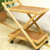 Wooden Bamboo Serving Tea Trolley Foldable 2 Tiers Kitchen Trolley