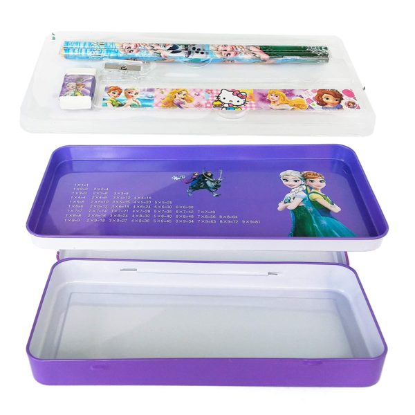 Metal Cartoon Printed Pencil Box with Accessories for Girls & Boys for School - Image 2