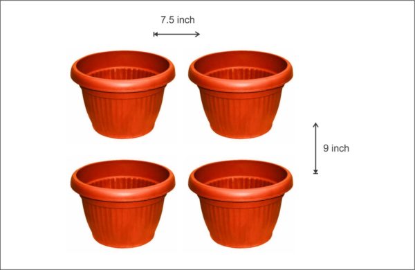 Pack of 4 Plastic Flower Pot 7 inch size for gardening of Indoor and Outdoor plants - Image 2