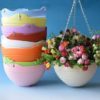 Pack of 2 Plastic Hanging Plant Pots, Flower Pots, Hanging Pots with Chain Hangers Planters Plastic Gardening Pots alternate to Clay Pots - Image 2