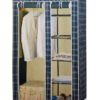 Folding Canvas Wardrobe with Protective Cover - Blue - Image 2