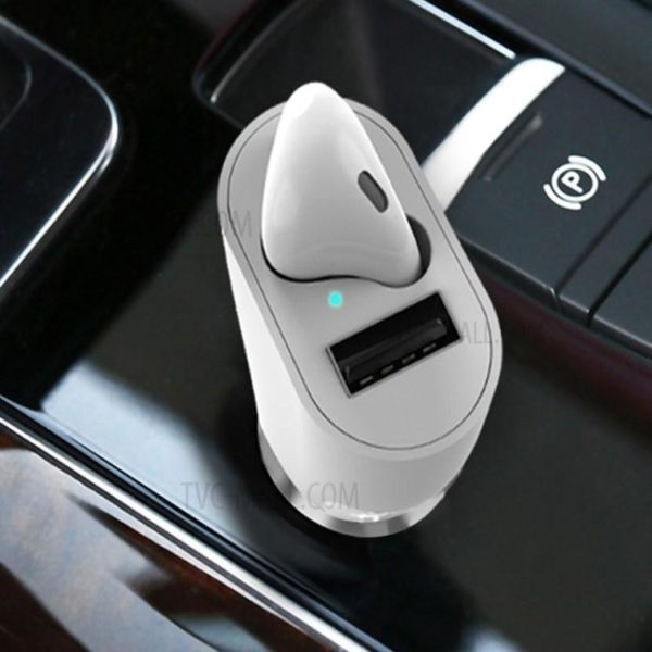 2 IN 1 Vehicle Bluetooth Headset Mini Wireless 5.0 Sport Hands Free Earphone USB+Car Charger Headphone