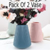 Pack of 2 Flower Vase Decoration Home Plastic Vase Flower Pots Bottle Neck diamond pattern