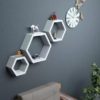 Set of 3 MDF Hexagonal Shape Wall Shelves for Bedroom Floating Wall Shelf for Living Room Storage Bookshelf Racks and Shelves Wall Decoration Units
