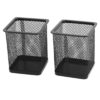 Metal Mesh Rectangle Pen Organizer - Black - Image 2