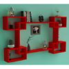 Set of 5 Rectangular Intersecting Floating Wall Shelves for Storage & Display