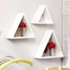 Set of 3 MDF Triangle Shape Wall Shelves for Bedroom Floating Wall Shelf for Living Room Storage Bookshelf Racks and Shelves Wall Decoration Units