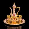 Gold color metal Coffee/tea set,fashion zinc alloy 1 plate+ 1 pot +6 cups