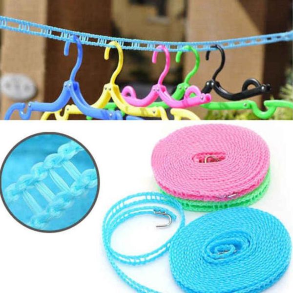 5m Portable Clothesline Rope Indoor Outdoor Clothes line Plastic Wind-proof Fence Type Anti-skid Dryer Clothes Line Hanger - Image 2