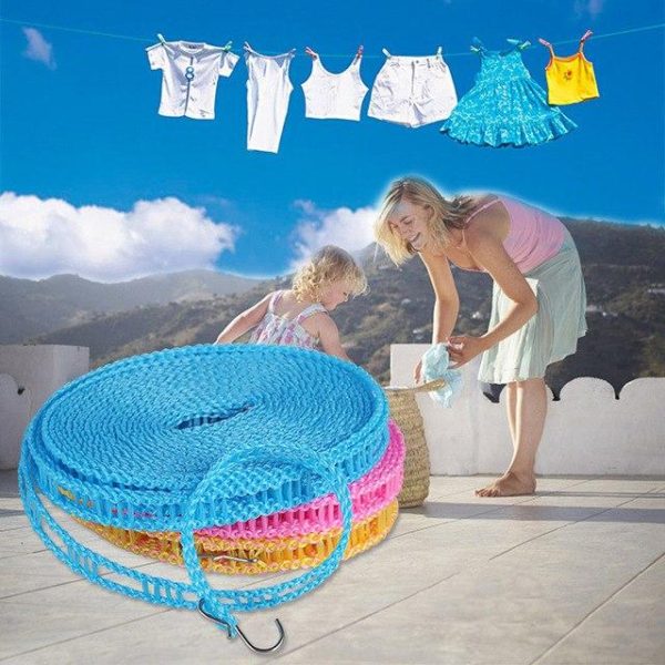 5m Portable Clothesline Rope Indoor Outdoor Clothes line Plastic Wind-proof Fence Type Anti-skid Dryer Clothes Line Hanger - Image 6
