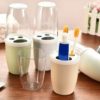 Transparent Cover Toothbrush & Toothpaste Holder Organizer
