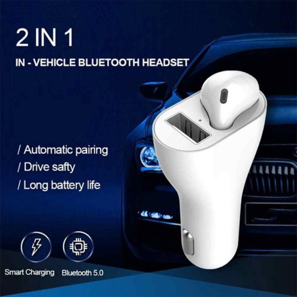 2 IN 1 Vehicle Bluetooth Headset Mini Wireless 5.0 Sport Hands Free Earphone USB+Car Charger Headphone - Image 4