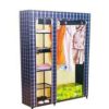 Folding Canvas Wardrobe with Protective Cover - Blue