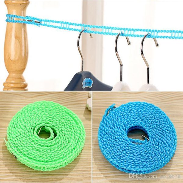 5m Portable Clothesline Rope Indoor Outdoor Clothes line Plastic Wind-proof Fence Type Anti-skid Dryer Clothes Line Hanger