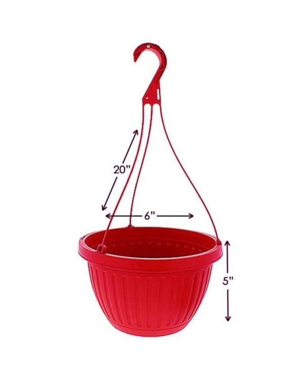 6 Flower Hanging Pots-Red - Image 3