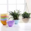 Pack of 2 Plastic Hanging Plant Pots, Flower Pots, Hanging Pots with Chain Hangers Planters Plastic Gardening Pots alternate to Clay Pots