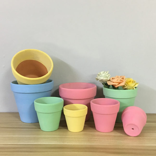 Pack of 4 Round Crown Pot Fiber Flower Gardening Pot Size 7 inch