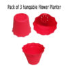 (Pack of 3) 4 inch hang able Decent Flower Planter-Red