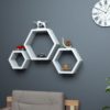 Set of 3 MDF Hexagonal Shape Wall Shelves for Bedroom Floating Wall Shelf for Living Room Storage Bookshelf Racks and Shelves Wall Decoration Units - Image 3